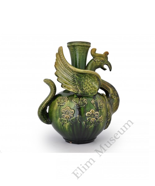 1458 A Green-glazed Phoenix shape Ewer